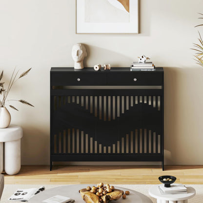 Modern White MDF Wood Radiator Cover with Drawers - Contemporary Style, Great Choice for Living Room, Bedroom, Hallway, Suitable for Placing Decorative Items and Storing Small Objects.