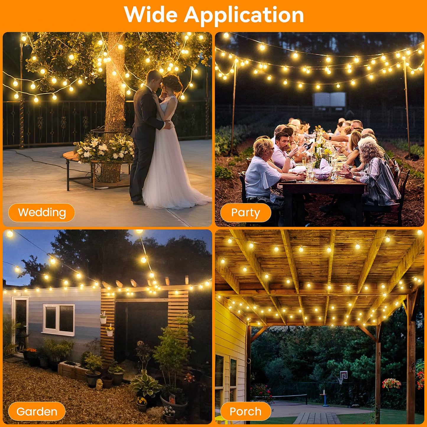 Outdoor Festoon Lights Mains Powered - 100ft LED Garden String Light 30M/20M Dimmable Timer G40 LED Fairy Lights Bulbs Hanging Patio Lighting with Remote Contro, IP65 waterproof, for Balcony Garden Gazebo Patio Awning Wedding Party