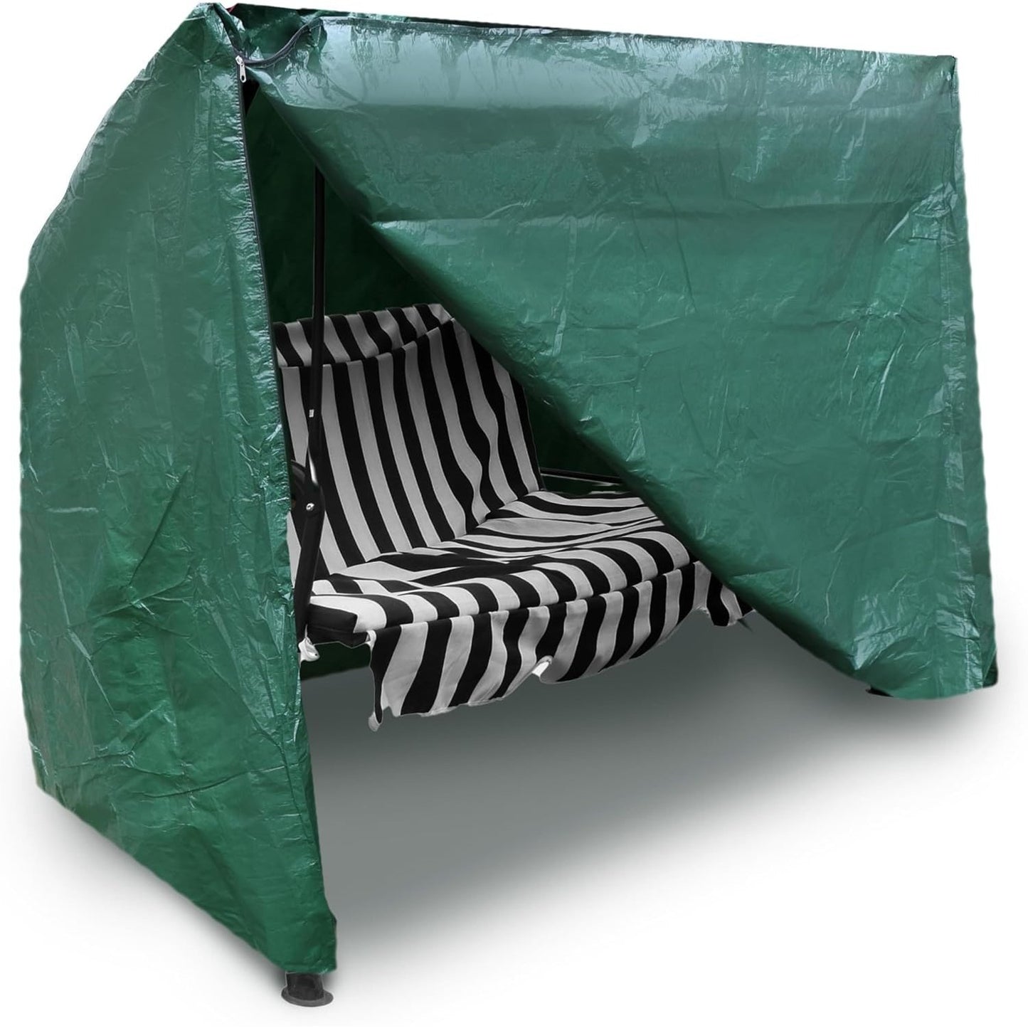 Garden Swing Covers Waterproof Heavy Duty Outdoor Swinging Chair Cover Windproof Anti-UV Patio Garden Hammock Cover With Zips (Green)