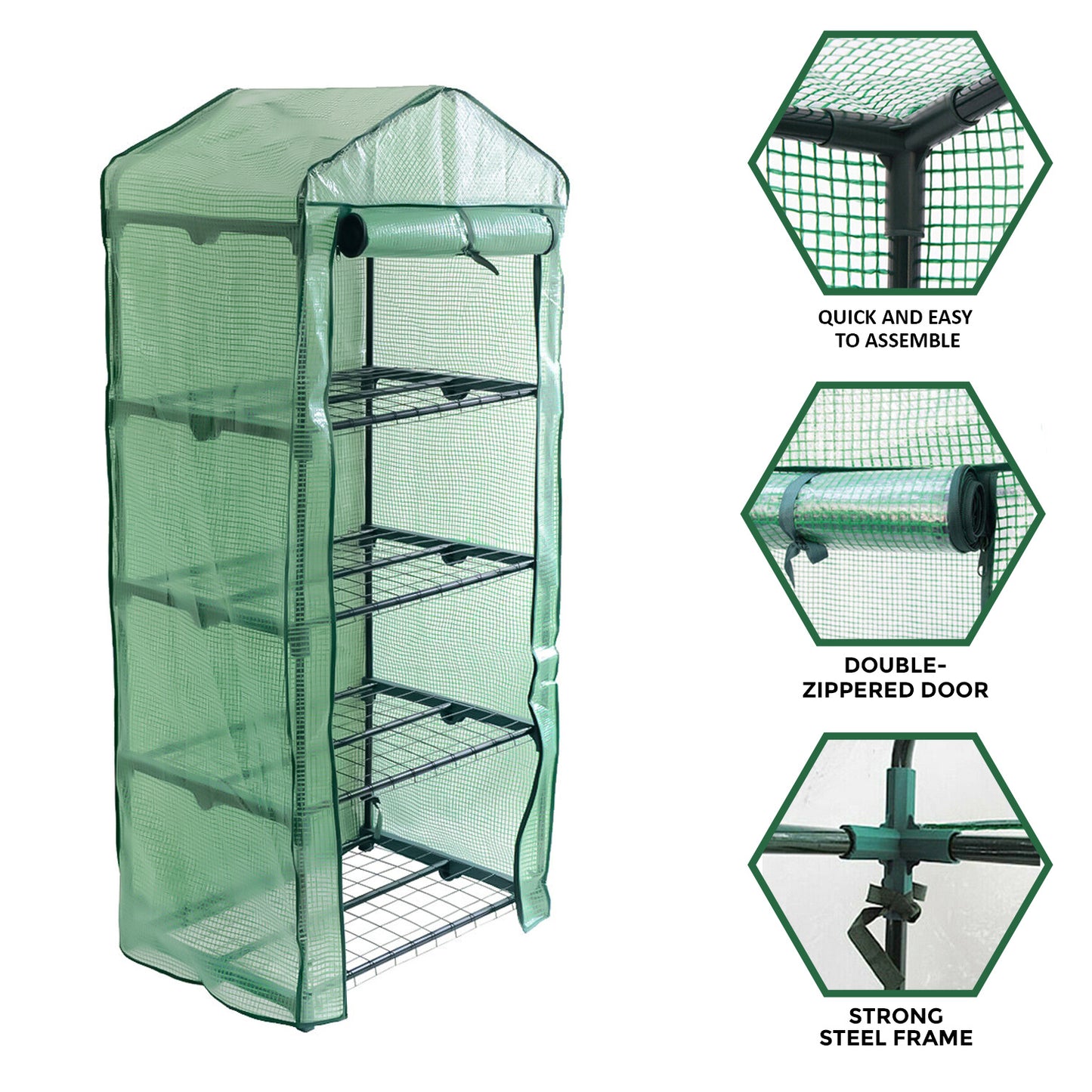 4 Tier Greenhouse, Small Plant Greenhouses,With Transparent Plastic PVC Cover, Indoor outdoor tent garden greenhouse