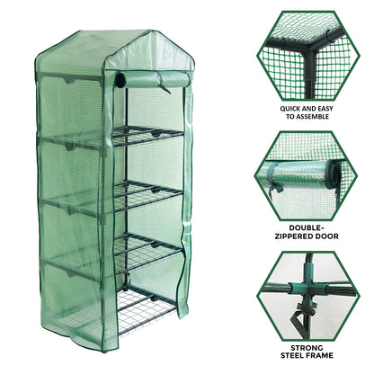 4 Tier Greenhouse, Small Plant Greenhouses,With Transparent Plastic PVC Cover, Indoor outdoor tent garden greenhouse