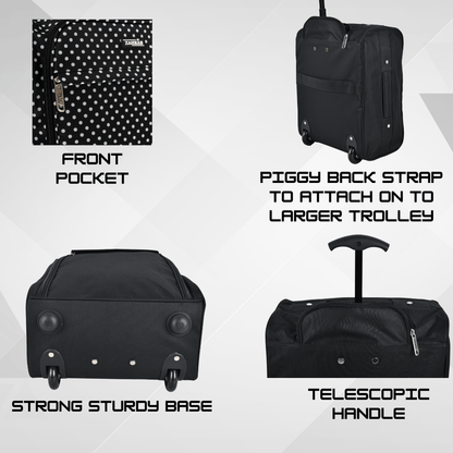 ZAHRAB 45x36x20 Underseat Bag Lightweight Hand Luggage Cabin Bag Trolley with Wheels Flight Bags Suit Case