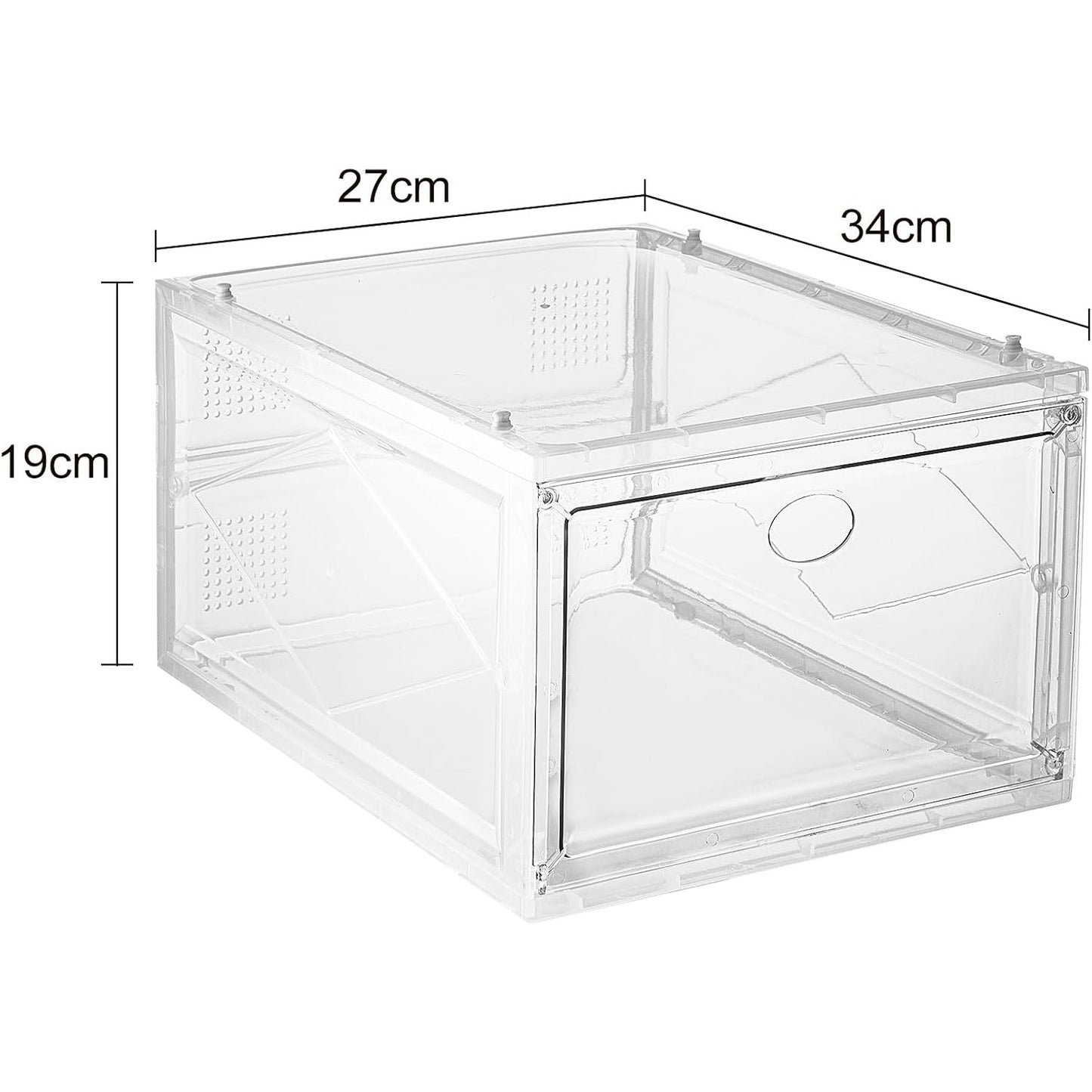 6Pack Shoe Box,Plastic Shoe Storage Boxes,Stackable Shoes Boxes,Clear Display Trainers, High Heels, Transparent Shoe Organiser Storage 34cm x 26cm x 19 cm,Stackable Storage Boxes