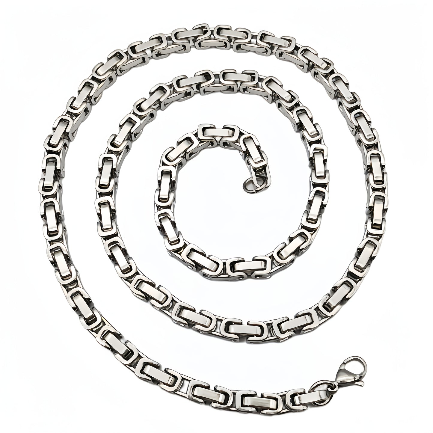 Men'S Necklace 304L Stainless Steel Necklace Cuban Chain 304L Stainless Steel Byzantine Link Chain for Men Gifting Jewelry