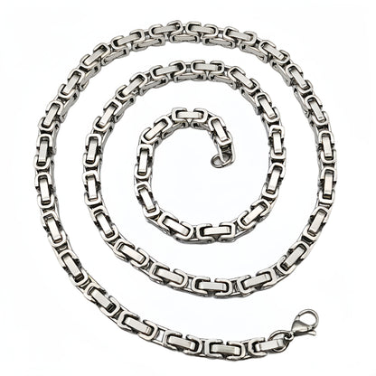 Men'S Necklace 304L Stainless Steel Necklace Cuban Chain 304L Stainless Steel Byzantine Link Chain for Men Gifting Jewelry