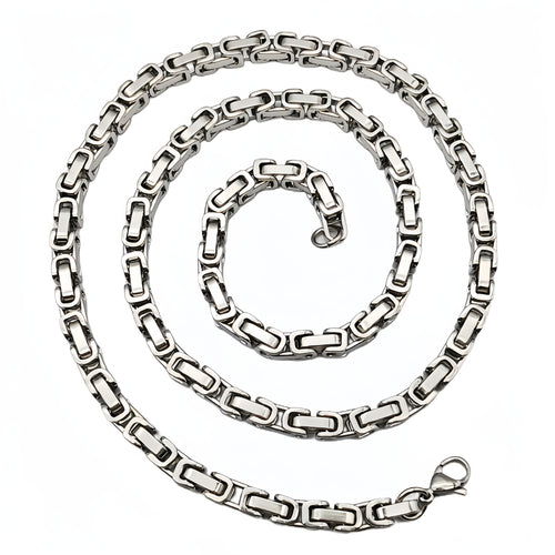 Men'S Necklace 304L Stainless Steel Necklace Cuban Chain 304L Stainless Steel Byzantine Link Chain for Men Gifting Jewelry