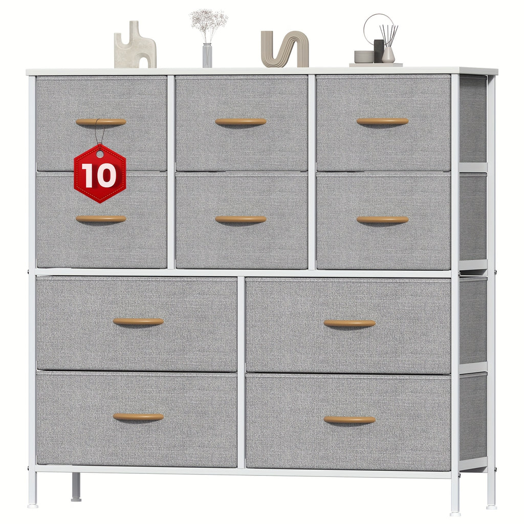 10-Drawer Fabric Dresser - Metal Frame and MDF Top - feature detail 24