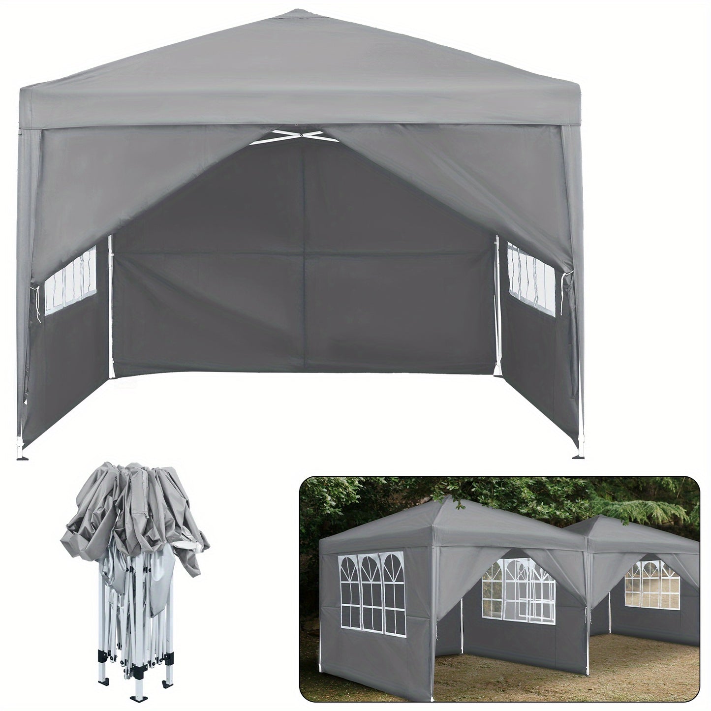 Folding Garden Gazebo 2. 5x2. 5m/3x3m with Side Panels & Carry Bag, Outdoor Tent with UV Protection for Picnic, Party & Garden, Anthracite/Grey/Green/White