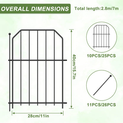 [3D] Metal Decorative Garden Fence Metal Fence Panels Mesh Fence Border Fence Edging Landscape Fencing Animal Barrier for Flower Bed, Yard, Dogs, Pond, 10pcs/ 25pcs