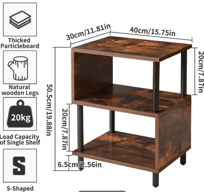 Modern Side Table with Storage - Small End Table/Nightstand, Assembly, -Shaped & Particleboard, Bedside Table for Bedroom/Living Room