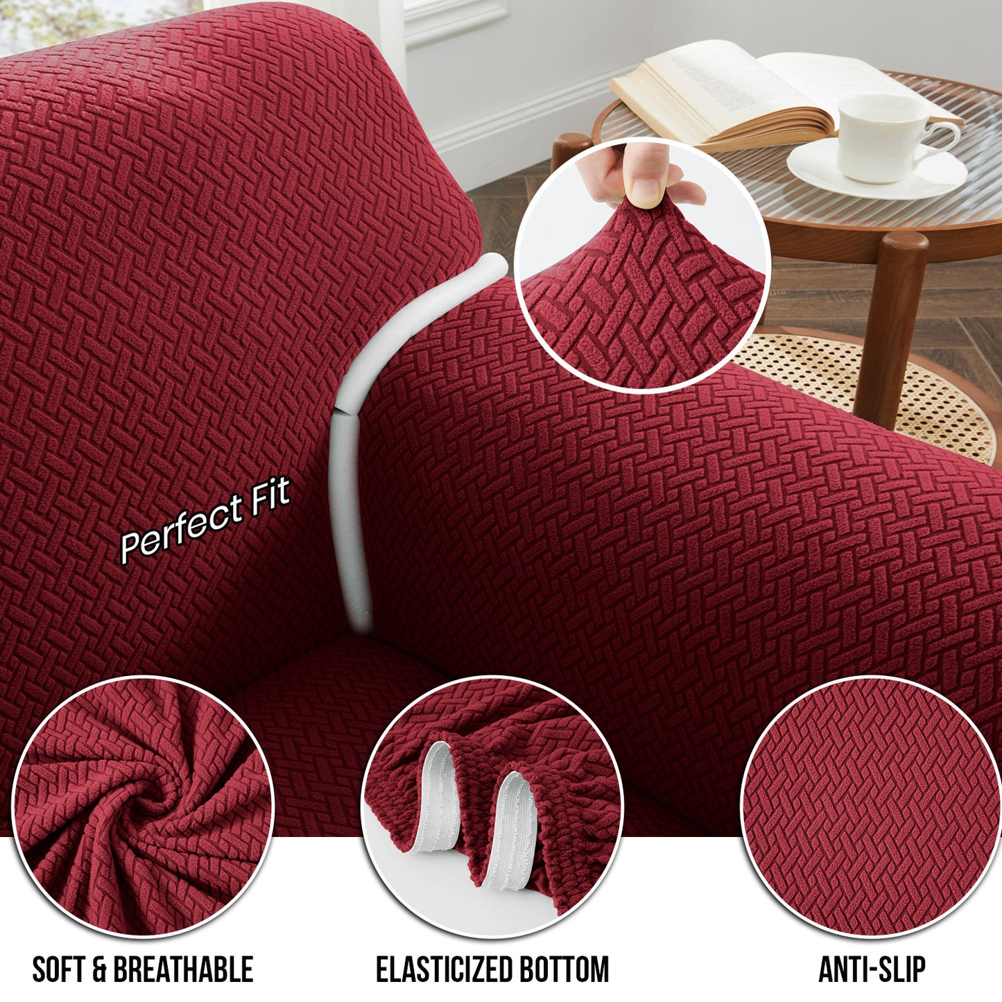 1pc Stretchable Spandex Elastic Sofa Cover – 1, 2, 3 Seater Polyester Spandex Furniture Protector, Anti-Slip Grip & Pet-Friendly, Machine Washable, Perfect for Living Room & Home Decoration