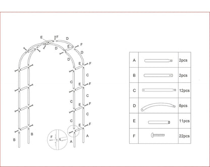Metal Black Garden Arch Arbor (2.4m) – Powder-Coated Steel Frame Pergola for Climbing Plants, Roses, Weddings & Outdoor Decorations