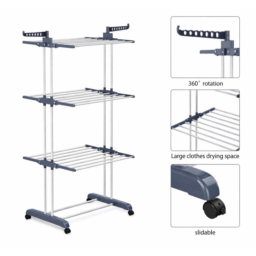 4 Tier Extra Large Clothes Airer Indoor Foldable Outdoor Laundry Dryer Rack Line Hangable Hanger Racks