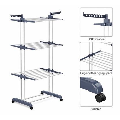 4 Tier Extra Large Clothes Airer Indoor Foldable Outdoor Laundry Dryer Rack Line Hangable Hanger Racks