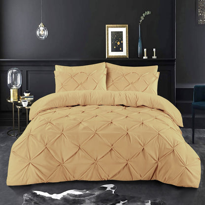 K&A® Pintuck Pinch Pleat Duvet Cover Set with Zipper Closure including Pillowcase – Ultrasoft Brushed Microfiber – Easy Care & Machine Washable