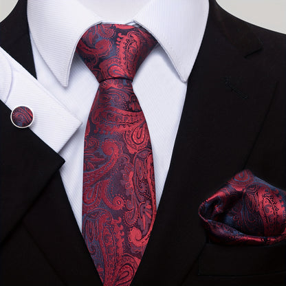 Men Men Black Paisley Tie Wedding Gift Box Tie Pocket Squares Set Necktie Box Suit Additions Fit Wedding