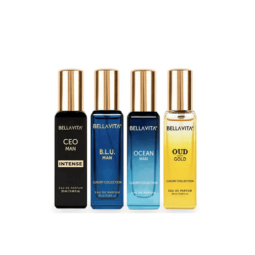 Bellavita Luxury Men's Perfume Gift Set (CEO, Klub, Oud, G.O.A.T), 4-Pack (20ml Each) EDP