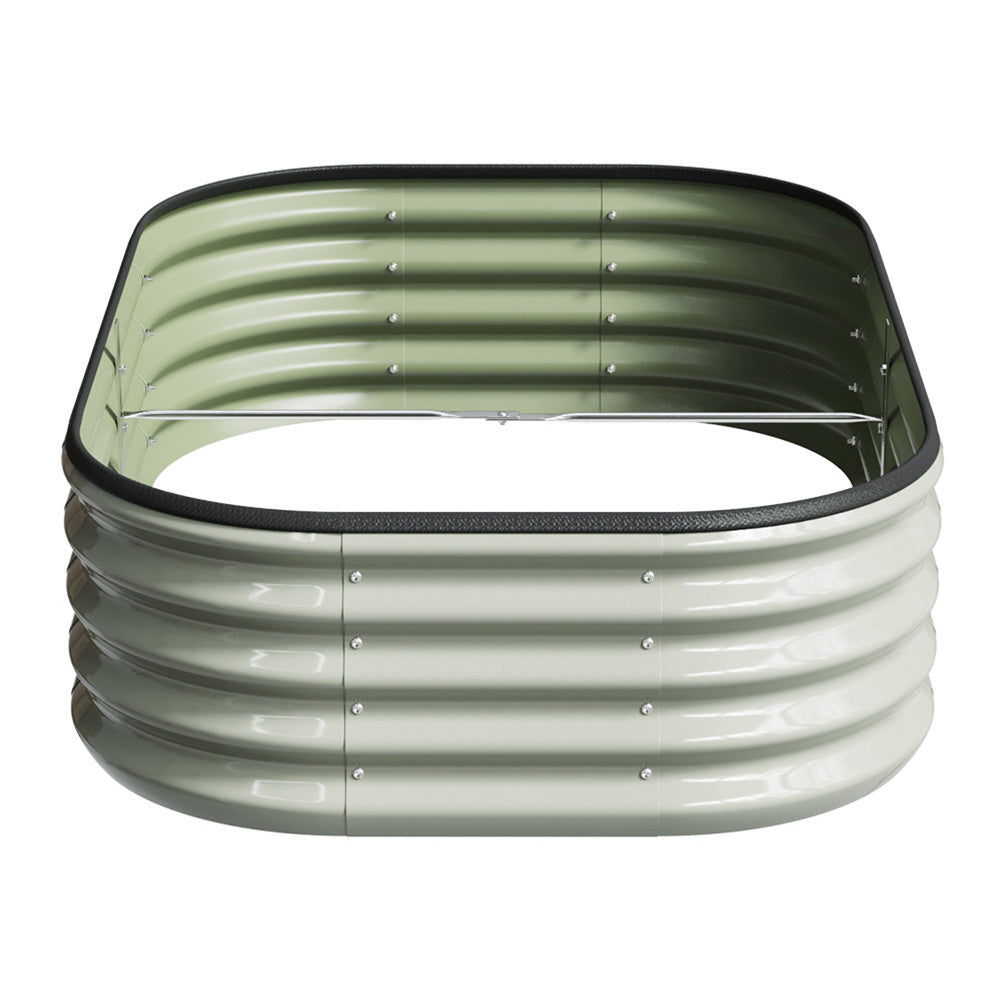 Galvanized Planter Garden Boxes Outdoor, Oval Large Metal Galvanized Raised Garden Bed for Vegetables, 2 Sizes 2 Colours Available