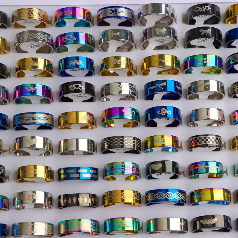 22pcs Fashion Minimalist Stainless Steel Ring Set for Men and Women, Classic Versatile Finger Jewelry for Daily Wear, Parties, and Holiday Gifts (Random Shipping)