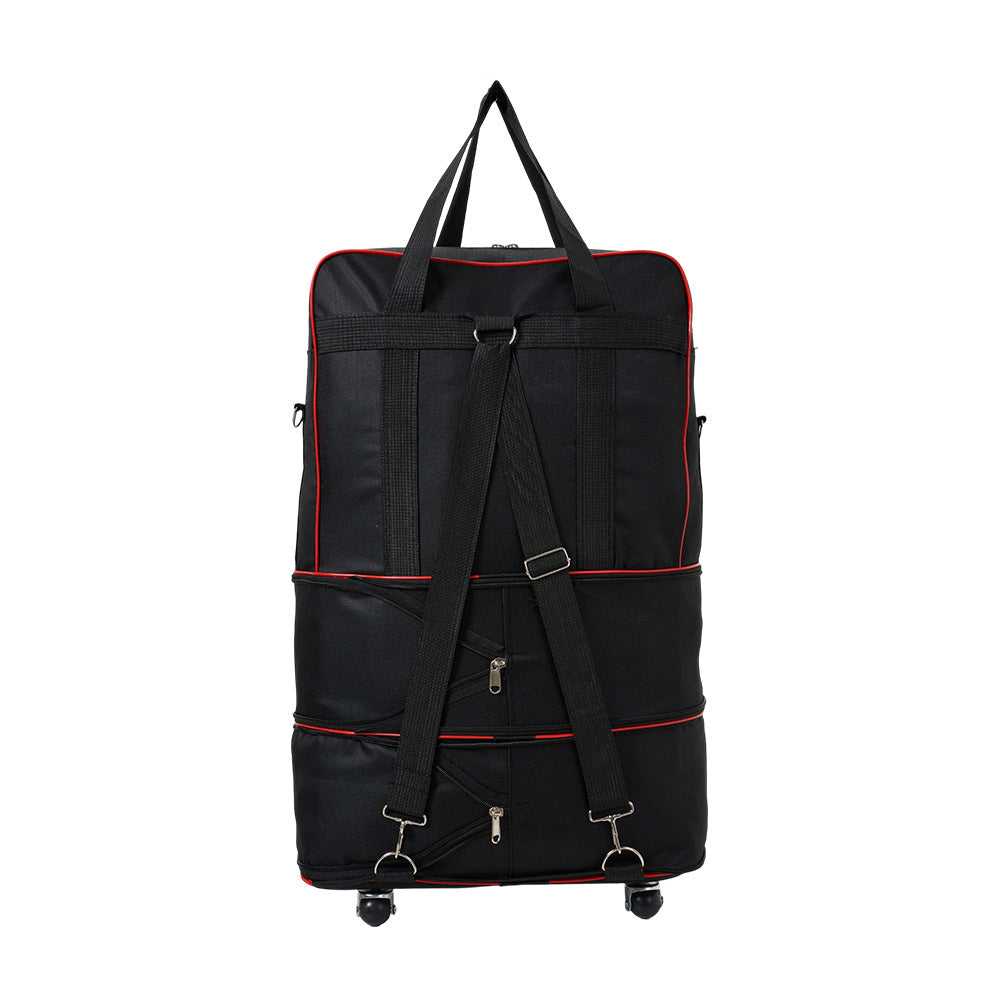 Large Capacity Foldable Travel Bag with Wheels, Oxford Rolling Luggage with Lock, Backpack Travel Duffle, Lightweight Suitcase, Versatile Travel Tote for Airport, Train Travel, Outdoor Trips, Travel Storage Bag, Clothing Protection Bag 1PC