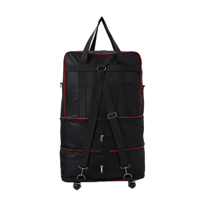 Large Capacity Foldable Travel Bag with Wheels, Oxford Rolling Luggage with Lock, Backpack Travel Duffle, Lightweight Suitcase, Versatile Travel Tote for Airport, Train Travel, Outdoor Trips, Travel Storage Bag, Clothing Protection Bag 1PC