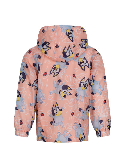 Bluey Raincoat with Hood, Insulated fleece lined Jacket, Pink