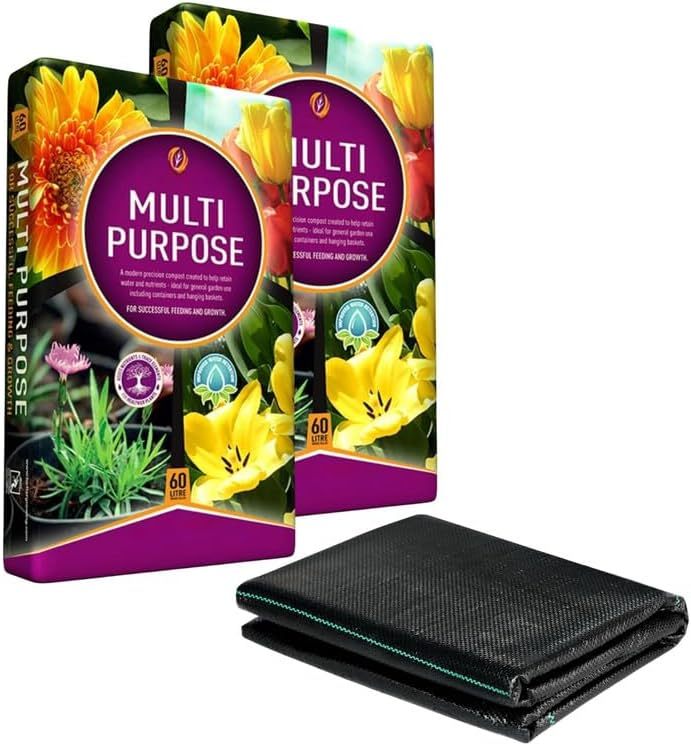 Multi-Purpose 60L Growmoor Compost Soil, Contains Nutrients for Plants with Membrane Included | Packs of 1, 2, 3 or 4 Available | Nutrient Rich Compost Mix for Potting, Growing Garden, Plant Beds, Hanging Baskets | Fast Dispatch from UK Seller