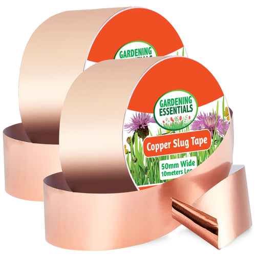 2 Pack Copper Slug Tape | 10m x 50mm Weatherproof Slug & Snail Repellent | Humane Copper Tape for Garden Pest Control | Safe for Pets & Plants | Long-Length Adhesive Barrier for Flower Pots, Garden Beds & Indoor Protection
