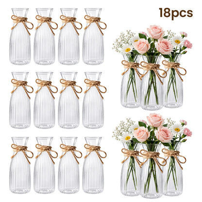 18pcs Set of High-Quality Plastic Vases, Transparent Floral Arrangement Handmade, Suitable for Various Bouquet DIY and Decorative Displays, Holiday and Home Decor Supplies, Ideal for Tabletop Arrangements, Wedding Table Settings