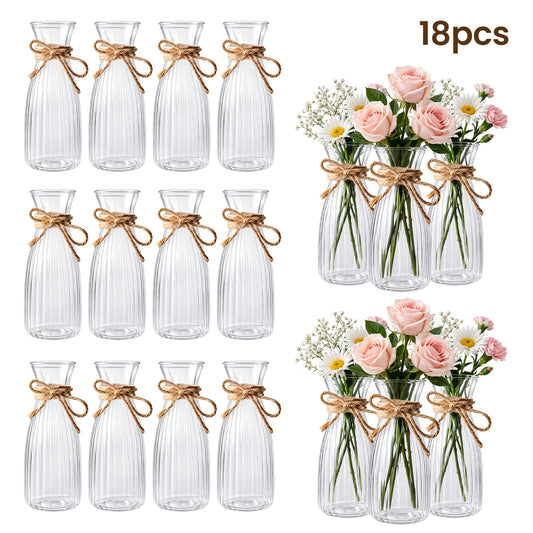 18pcs Set of High-Quality Plastic Vases, Transparent Floral Arrangement Handmade, Suitable for Various Bouquet DIY and Decorative Displays, Holiday and Home Decor Supplies, Ideal for Tabletop Arrangements, Wedding Table Settings