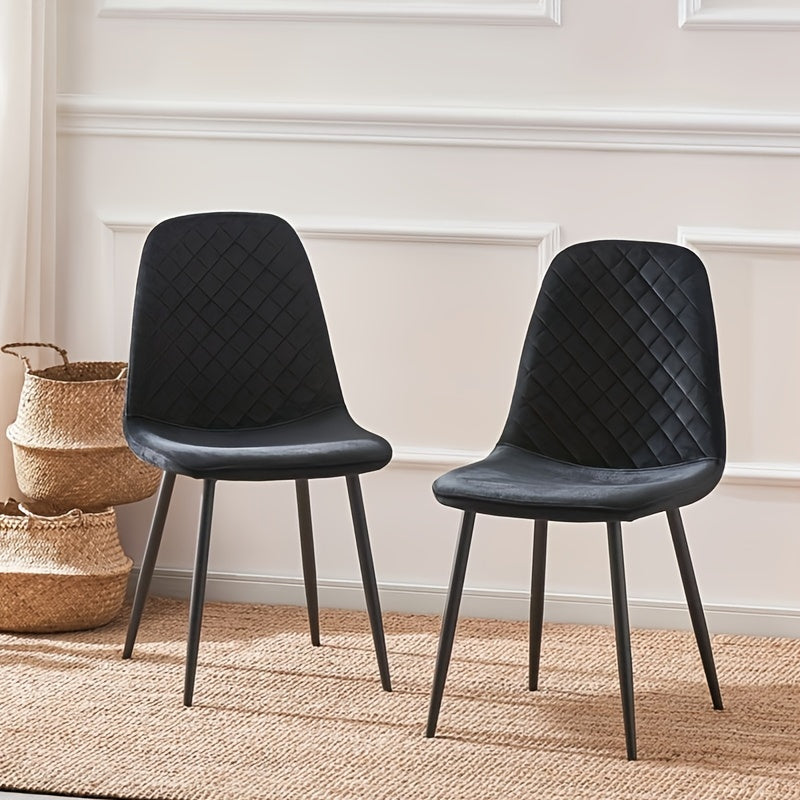 A Set of 2 Or 4 Velvet Dining Chairs with Metal Legs, Fabric Upholstered Seats, Modern Style Dining Chairs, Living Room Side Chairs