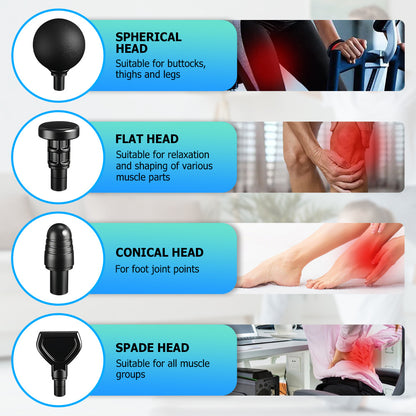 Massage Gun Deep Tissue, Muscle Percussion Massager, Portable Handheld Quiet Brushless Motor with LCD Touch Screen, 8 Heads for Shoulder Body Back Relaxation. Father's Day Gift