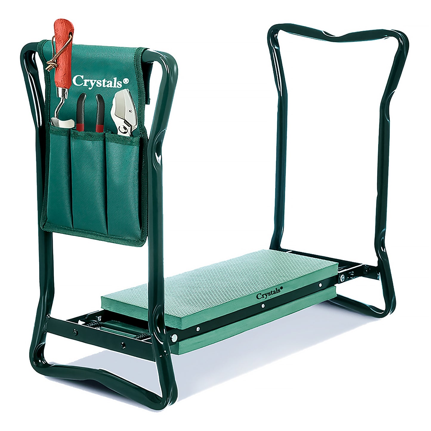Crystals Garden Kneeler Seat with Handles and Tool Bag - Multi-Use 2 in 1 Foldable EVA Foam Padded Portable Lightweight Gardening Kneeler Stool for Garden