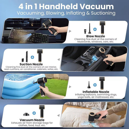 Portable Cordless Vacuum Cleaner, Mini Handheld Wireless Lightweight Air Duster Blower, Wet Dry Use Low Noise, Powerful Mutilfunctional Vacuum Cleaner for Car, Home, Kitchen, Pet Hair Cleaning