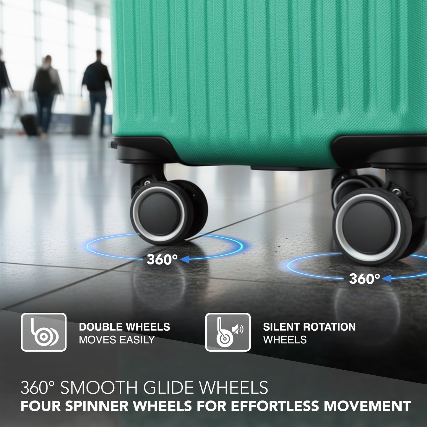 LUGG - Vacay 40cm Suitcase - 40x30x20cm without wheels - Ryanair Compatible - Underseat Size - Hard Shell ABS with Smooth 360° Wheels & Removable Wheels