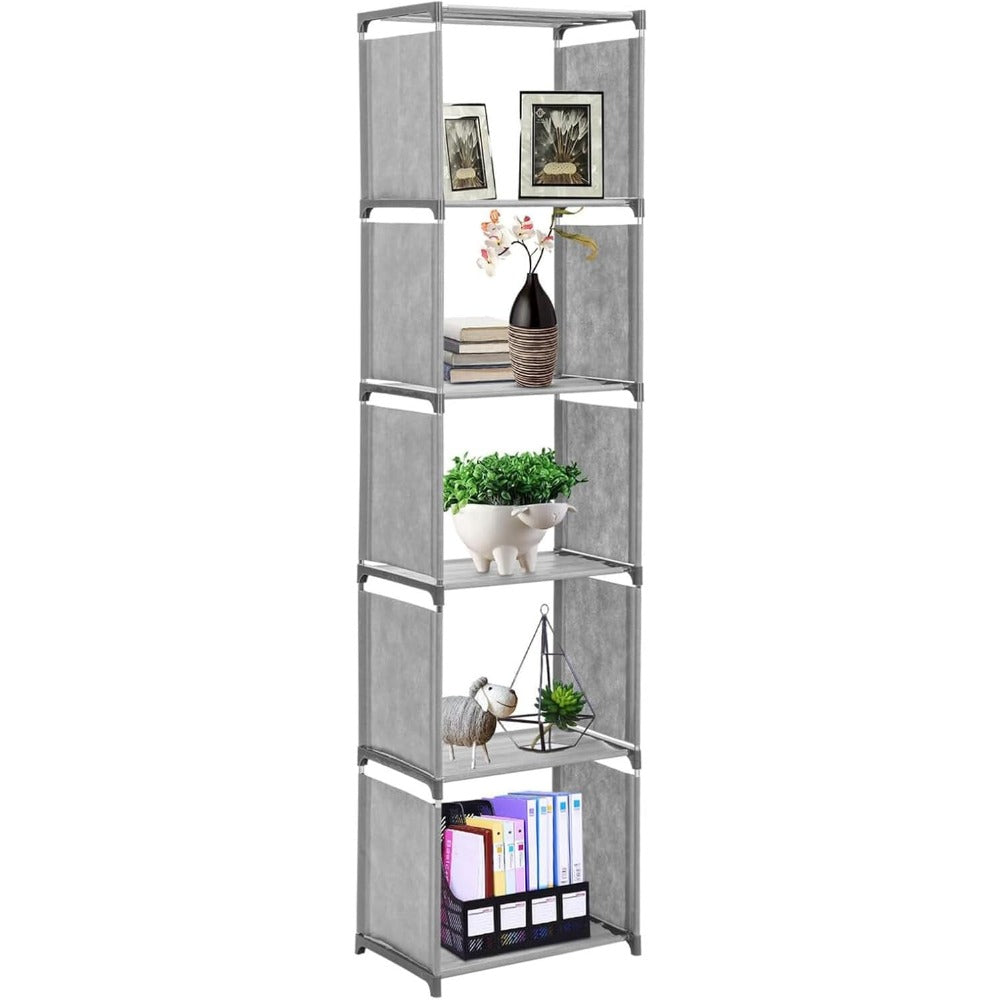 6 Tier 5 Cubes Modern Book Shelves Storage Shelf Tall Narrow Bookcase Display Unit Organizer Cube Display Shelves for Living Room Bedroom
