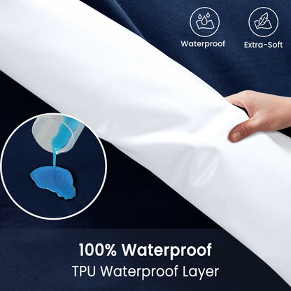 Waterproof Fitted Bed Sheet Deep Pocket Mattress Protector Cover | Soft Breathable Noiseless Fitted Sheet for Bedroom, Hotel & Home | Machine Washable Elastic Bed Cover Fits Up to 30cm Mattress