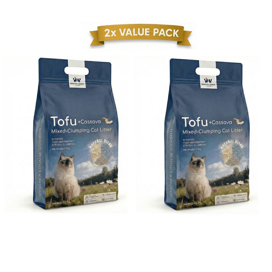 Premium Cassava Tofu Mixed Cat Litter 2.3Kg, Triple Action Bentonite Clay Blend – Deodorizing Cassava Tofu Cat Litter, Superior Clumping, Low Dust & Tracking, Good Odor Control