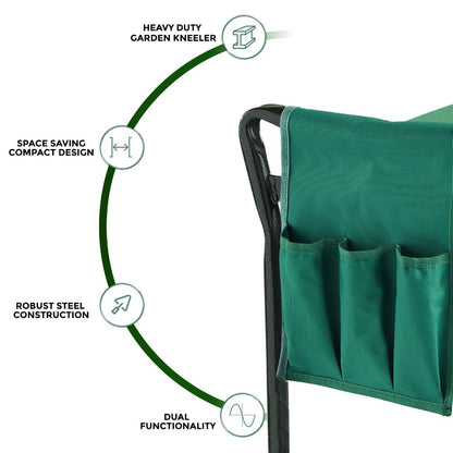 Garden Kneeler and Seat 2-in-1 Folding Padded Kneeling Bench with Handles & Tool Bag - Lightweight Foam Gardening Stool for Kneeling & Sitting