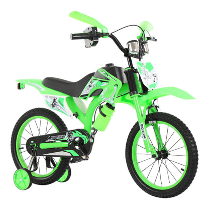 Touch of Venetian 12" / 16" Boys Motorcross Bike with Stabilisers Black Red Green Blue Moto Wheels Kids Bicycle for Ages 2-9 Years Old Motorcycle Sound Motorcross