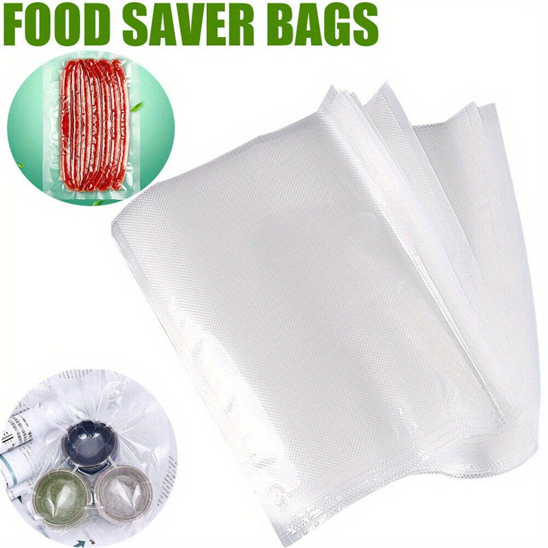100pcs Food Vacuum Food Sealer Bags, Vacuum Freezer Storage Bag Thick Embossed Upgrade Seal Precut Bag Withstands Freezing