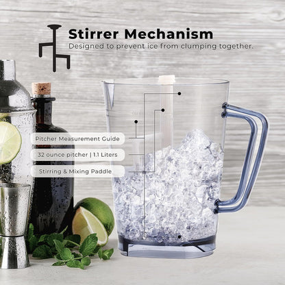 Electric Ice Crusher with Built in Stirrer & Ice Scoop | Removable BPA Free Jug for Making Snow Cones Slushies Smoothies, Cocktail, Frappuccinos, Iced Coffee, Margaritas, Pina Coladas