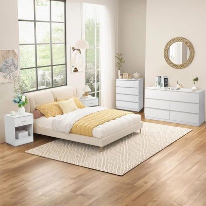 60x38x78cm 4 Drawers Slim Chest of Drawers for Bedroom No-Handle Storage Cabinet Modern Bedside Furniture White Black