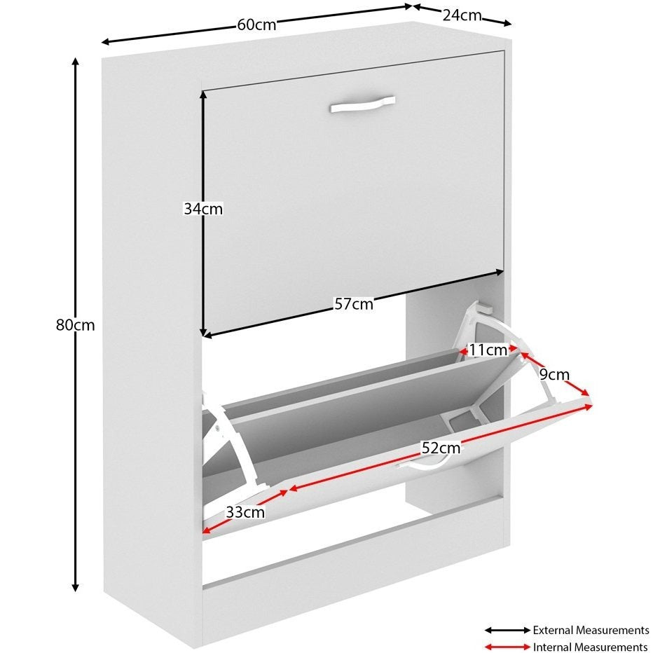 Shoe Cabinet with 2-Drawers, Shoe Cabinet with 2 Spacious Drawers Storage Shoe Rack Organizer Stainless Steel Handles, Entryway Hallway Furniture
