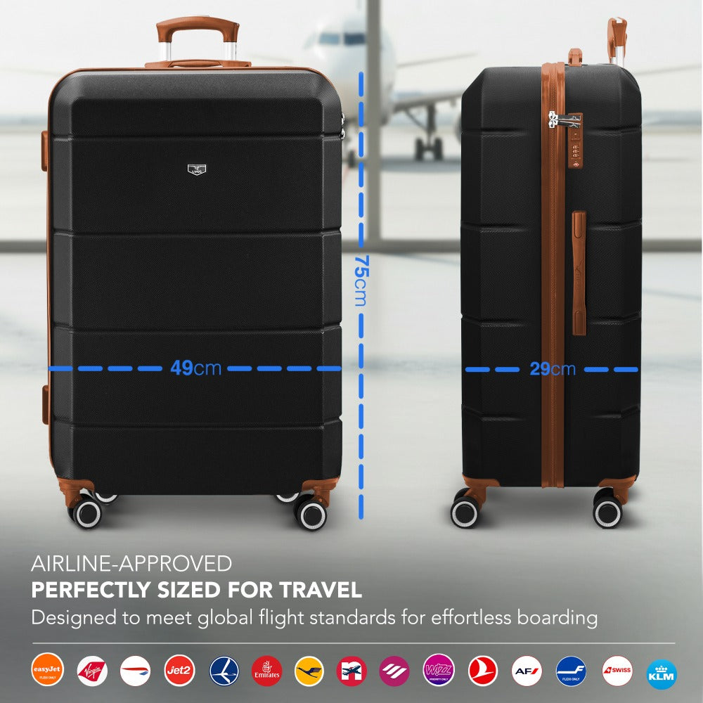 28 Inch Large Suitcase Lightweight ABS Hard Shell with TSA Lock & 4 Spinner Wheels - 75x49x29cm Check-In Luggage, Water-Resistant, UK Stock