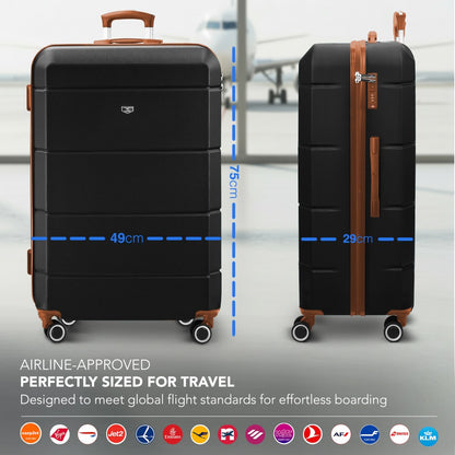 28 Inch Large Suitcase Lightweight ABS Hard Shell with TSA Lock & 4 Spinner Wheels - 75x49x29cm Check-In Luggage, Water-Resistant, UK Stock