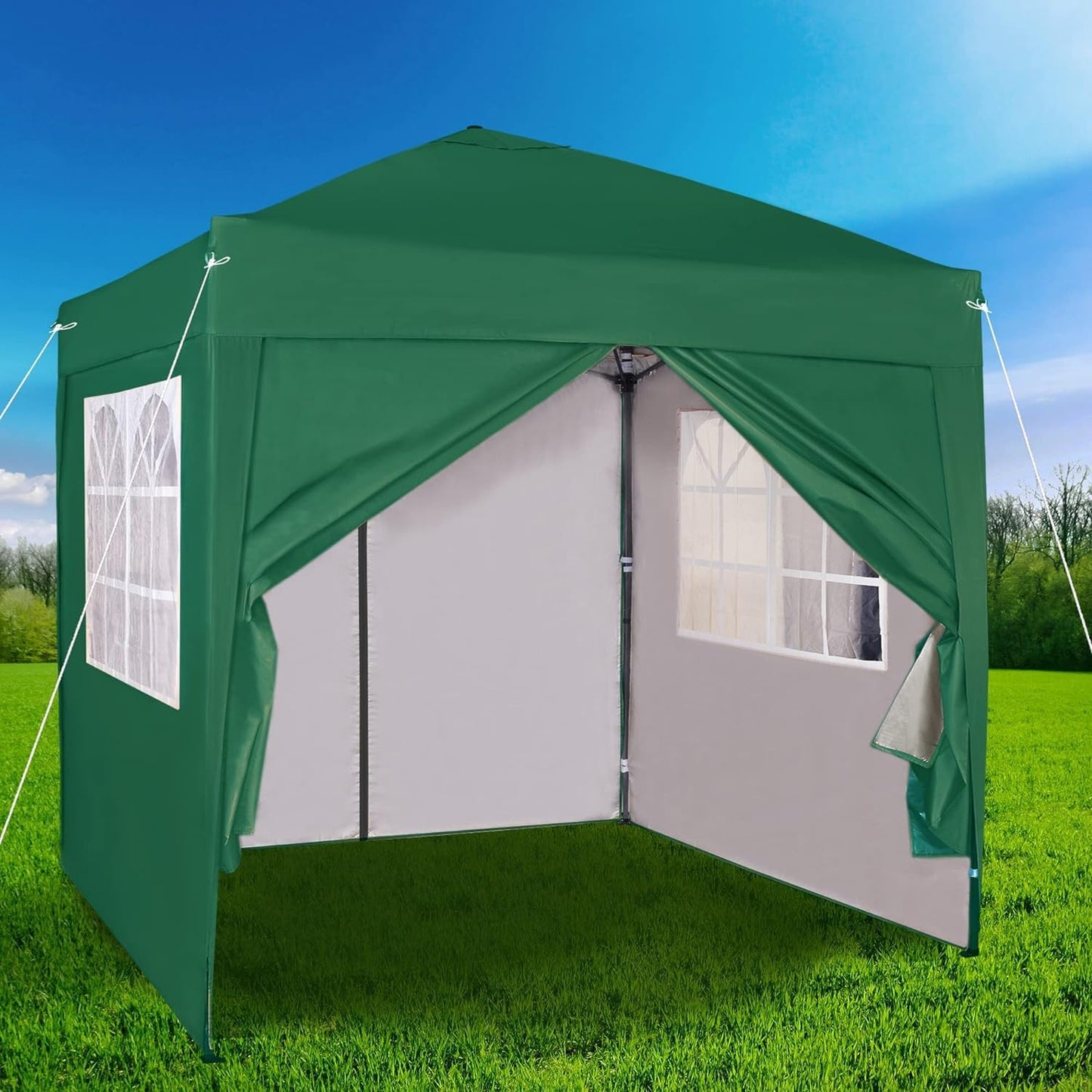 Pop-up Gazebo 2m x 2m With Sides Silver Protective Layer Waterproof Marquee Canopy