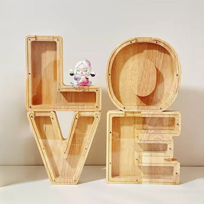 1 unique 18cm*18cm wooden letter jar - 26 creative A-Z letter storage containers, transparent design, birthday gift idea, home decoration, best friend gift, and functional holiday present.
