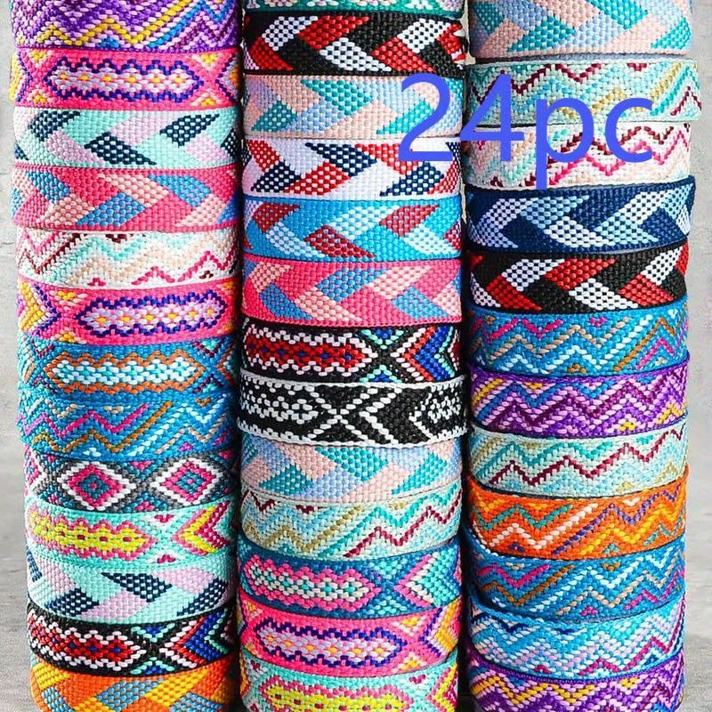 24pcs Bohemian Style Handwoven Bracelets. Campus Style Bangle bangle bracelet