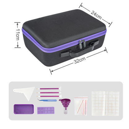 Diamond Painting Storage Box with 60 or 120 Screw-Top Bottles | 282-Piece Accessory Kit with Pens, Trays, Wax & Labels | Portable Diamond Art Organiser Case for Beads & Drills